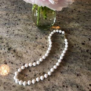 Real GOLD, MONET White Glass Bead Necklace 1960’s
